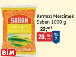 SABAN KIRMIZI MERCİMEK SABAN KIRMIZI MERCİMEK